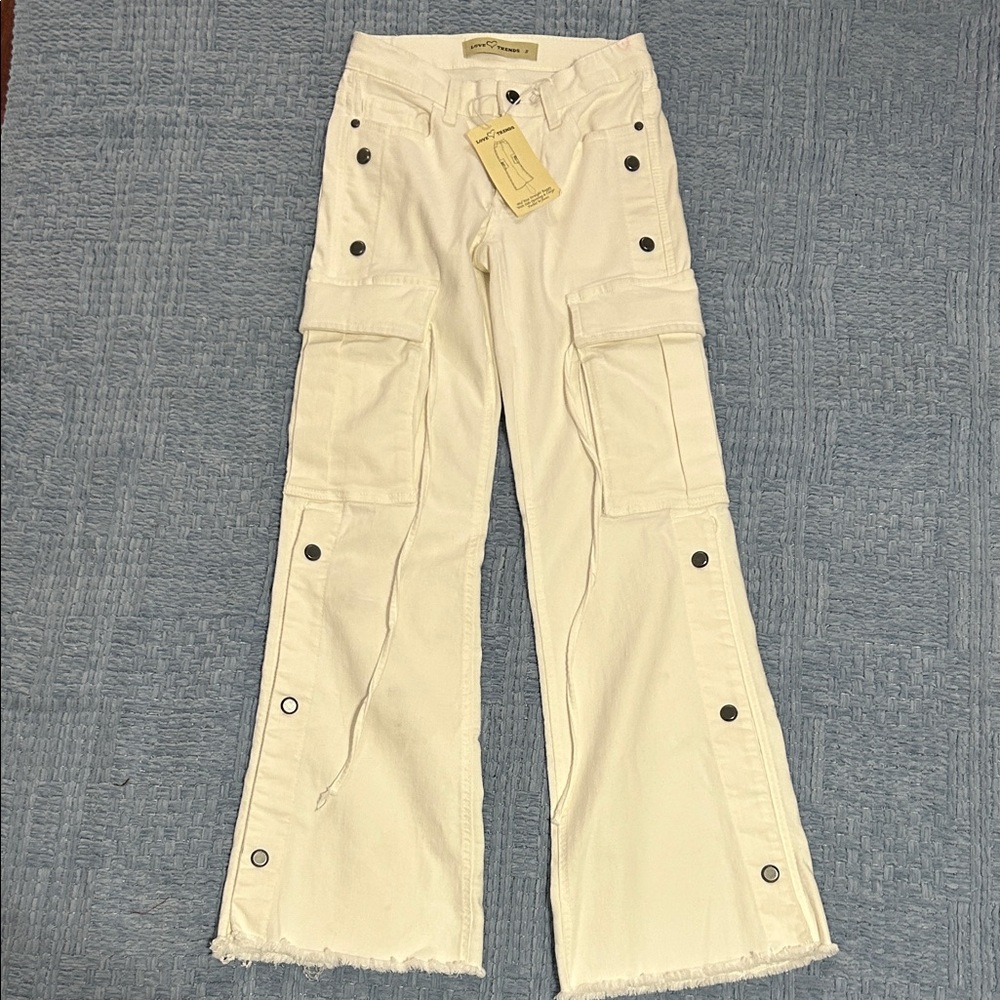 Wide Leg Cream Jeans